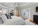 Large main bedroom boasts a tray ceiling, hardwood floors, sitting area and access to a private balcony at 225 Wexford Overlook Dr, Roswell, GA 30075