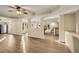 Basement with wood floors, pool table and walkout to the yard at 3855 Greenside Ct, Dacula, GA 30019