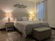 Cozy bedroom featuring a comfortable queen bed with patterned bedding and matching storage ottoman at 1074 Hobson Sw St, Atlanta, GA 30310