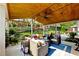 Inviting covered patio featuring comfortable seating and a serene view of the lush landscaped backyard at 5452 Tally Green Dr, Marietta, GA 30068