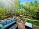 Relaxing backyard deck area with comfortable seating, surrounded by lush greenery and a wooded view at 2870 Willow Wisp Way, Cumming, GA 30040