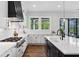 Modern kitchen with a black island, stainless steel appliances, and access to an outdoor deck at 2977 Treeside Ter, Marietta, GA 30066
