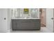 Bathroom vanity with gray cabinets, granite countertop, and double sinks at 104 Glentown Way, Sandy Springs, GA 30328