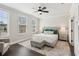 Bright bedroom featuring a ceiling fan, neutral decor, large windows and decorative accent pillows and throw at 427 Burton Dr, Alpharetta, GA 30009