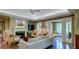 Comfortable living room boasts fireplace, hardwood floors, and access to a bright sunroom at 470 Ansley Walk Ne Ter, Atlanta, GA 30309