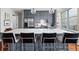 A well-appointed kitchen has gray cabinets, stainless steel appliances, a large island, and hardwood floors for added warmth at 201 W Ponce De Leon Ave # 402, Decatur, GA 30030