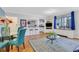 Comfortable living room with blue chairs, a glass table, and bright natural light at 300 Peachtree Ne St # 22N, Atlanta, GA 30308