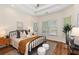 Bedroom featuring a tray ceiling, natural light and stylish modern decor at 77 Glenn Se St, Atlanta, GA 30312
