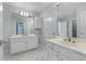 Elegant bathroom with double sinks, vanity, and ample storage space at 4035 Regal Oaks Dr, Suwanee, GA 30024