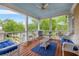 Relaxing covered porch with white wicker furniture, blue cushions, and a painted blue ceiling at 454 Langley Oaks Dr, Marietta, GA 30067