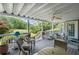 Covered back deck featuring outdoor seating and views of the landscaped yard, creating an inviting outdoor retreat at 6725 Polo Dr, Cumming, GA 30040