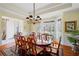 Dining room with an oval table, chandelier, and bay window providing natural light at 6725 Polo Dr, Cumming, GA 30040