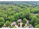 Expansive aerial view of a community surrounded by dense trees with homes nestled below at 989 Pinfeather Ct, Lawrenceville, GA 30043