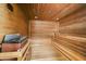 Inviting sauna room featuring wooden benches, walls, and flooring, with a traditional heater at 3481 Lakeside Dr # 601, Atlanta, GA 30326