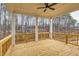 Covered deck with ceiling fan and a view of the woods beyond at 3390 Hillshire Dr, Cumming, GA 30028