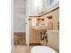 Bathroom featuring pink sink, tile, and a doorway view to bedroom at 2700 Brook Park Way, Doraville, GA 30340