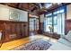 Relaxing living room with hardwood floors, ceiling fan and stylish woodwork at 655 Moreland Se Ave, Atlanta, GA 30316