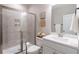 Modern bathroom with a glass-enclosed shower, stylish fixtures, and neutral colors at 1382 Doublegate Ne Dr, Atlanta, GA 30319