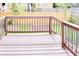 A view of the back deck, with metal and wood railings, overlooking the backyard and fence at 1166 Mcdaniel Sw St, Atlanta, GA 30310