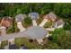 Aerial shot showcasing several homes on a quiet cul-de-sac surrounded by mature trees at 3167 Blairhill Ct, Atlanta, GA 30340