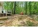 Wooded backyard featuring trees and a small outdoor shed at 507 Lakeshore Dr, Stockbridge, GA 30281