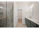 Bathroom with gray tile shower and dual sink vanity at 2215 Nena Way # 20, Tucker, GA 30084