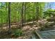 Lush, wooded backyard featuring a hammock, stone terracing, and natural landscaping, creating a serene outdoor retreat at 5885 Wild Azalea Cv, Sugar Hill, GA 30518
