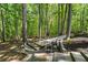 Tranquil outdoor seating area surrounded by towering trees, perfect for enjoying nature and quiet moments at 5885 Wild Azalea Cv, Sugar Hill, GA 30518