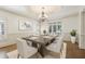 Formal dining area with a modern chandelier, wainscoting, and large windows with plantation shutters at 2480 Flint Creek Dr, Cumming, GA 30041