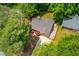 Overhead view of the property, showcasing the roof, landscaping, and surrounding trees at 2981 Cardinal Lake Dr, Duluth, GA 30096