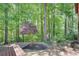 Private backyard with mature trees, lush greenery, and landscaping offers peaceful outdoor living at 3990 Admiral Dr, Chamblee, GA 30341