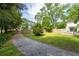 Expansive backyard featuring a gravel driveway and an outdoor patio at 3383 Campbell Se Rd, Smyrna, GA 30080