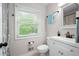 Bright bathroom featuring a white vanity, modern fixtures, and natural light streaming through the window at 3383 Campbell Se Rd, Smyrna, GA 30080