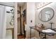 Unique bathroom featuring a copper sink, walk-in shower, and distinctive decor elements at 3493 Wood Acres Blvd, Duluth, GA 30096