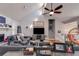 Comfortable living room with vaulted ceilings, skylights, and a cozy fireplace at 1189 Norfolk Nw Dr, Acworth, GA 30102