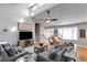 Spacious living room with vaulted ceilings, and hardwood floors at 1189 Norfolk Nw Dr, Acworth, GA 30102