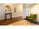Stylish living room with hardwood floors, modern decor, and comfortable seating at 660 Stately Dr, Woodstock, GA 30188