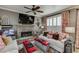 Comfortable living room with stone fireplace and plenty of natural light at 2930 Aquitania Ln, Cumming, GA 30040