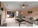 Open-concept living room flowing into dining area; perfect for entertaining guests at 60 Heritage Keep, Covington, GA 30016