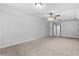Bonus room with ceiling fan and carpet at 1985 Chapel Estates Ln, Dacula, GA 30019