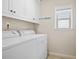 Efficient laundry room with washer, dryer, white cabinets and a window at 1908 Weston Ln, Tucker, GA 30084