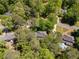 An aerial view displays houses nestled among lush trees in a desirable, peaceful neighborhood at 3573 Turtle Cove Se Ct, Marietta, GA 30067