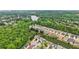 Aerial view showcases a neighborhood surrounded by green spaces and a peaceful lake at 1620 Diplomat Dr, Cumming, GA 30041