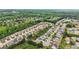 Wide aerial view showing a residential neighborhood near green space and mature trees at 1620 Diplomat Dr, Cumming, GA 30041