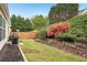 Beautiful backyard with lush green grass, mature trees, and a wooden fence for privacy at 1620 Diplomat Dr, Cumming, GA 30041