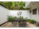 Fenced-in patio area surrounded by lush greenery at 7098 Stonington Dr, Atlanta, GA 30328