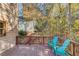 Wooden deck featuring string lights, canopy and 2 Adirondack chairs surrounded by trees at 445 Big Bend Trl, Sugar Hill, GA 30518