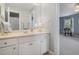 Bathroom with marble countertops and a view into the bedroom at 639 Puckett Se Rd, Emerson, GA 30137