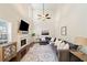 Elegant living room featuring a fireplace, large sectional sofa, and soaring ceilings at 160 Wentworth Dr, Canton, GA 30114