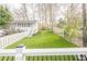 Large backyard with manicured lawn and white picket fence at 1195 Cameron Ne Ct, Atlanta, GA 30306